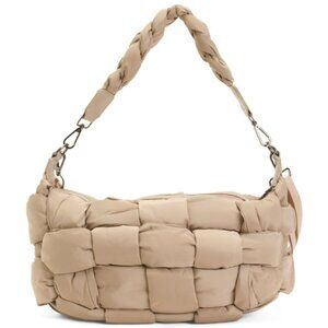 SOL & SELENE Medium Nylon Woven Hobo With Top Handle And Crossbody Strap